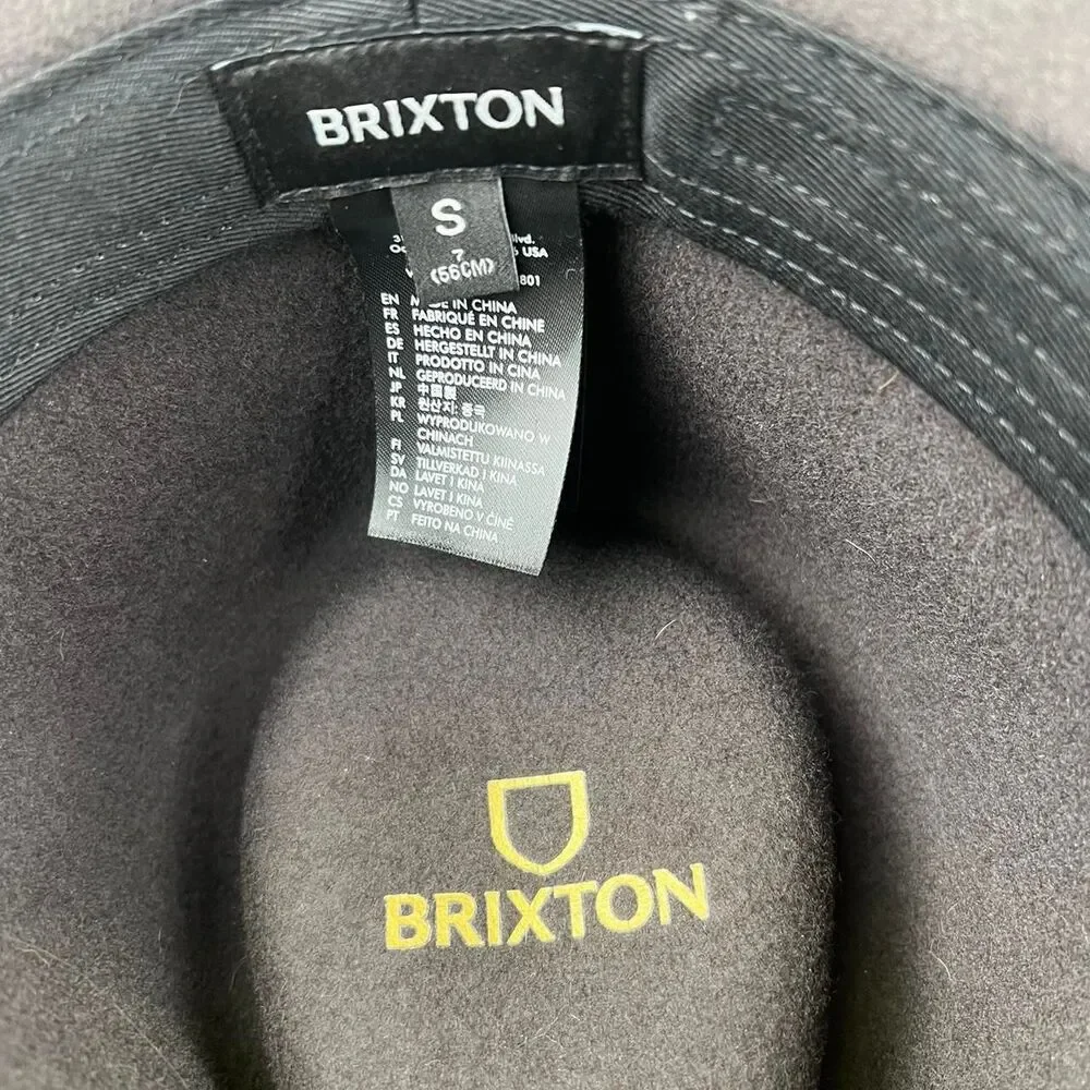 Brixton Messer Fedora Brown Hat With Brown Leather Size S